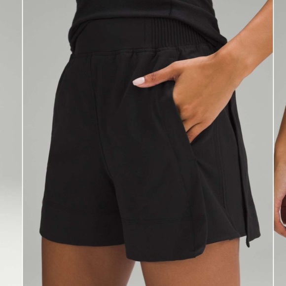 New! Lululemon Stretch Woven Relaxed-Fit High-Rise Short 4" Black 2315 - Picture 13 of 13